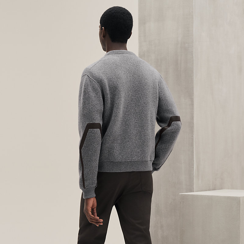 Zipped varsity cardigan with leather detail