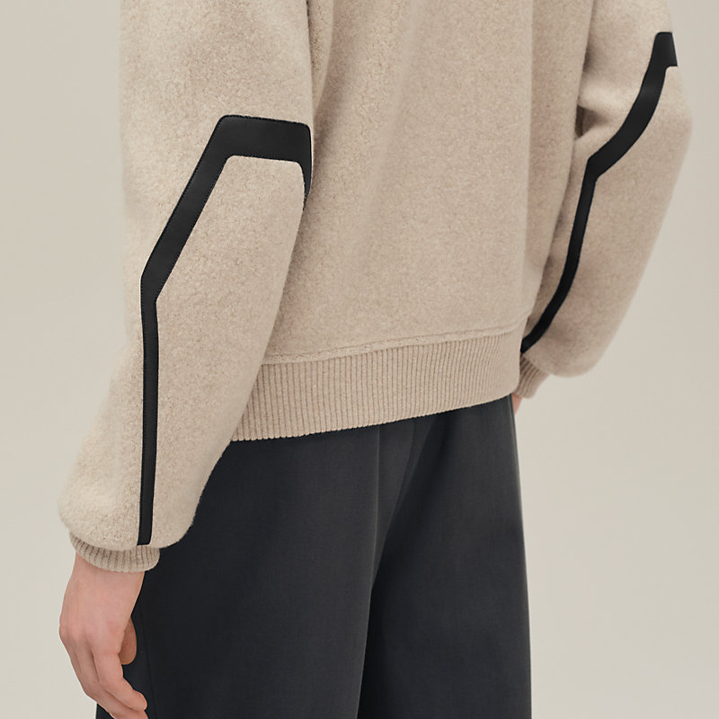 Zipped varsity cardigan with leather detail