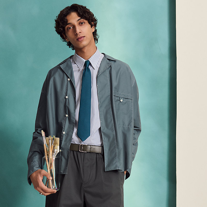 双色H图案提花领带