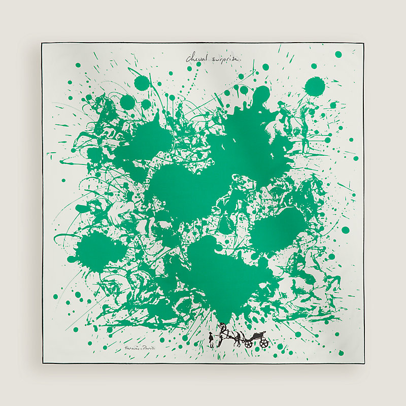 “泼墨骏马”90双面方巾