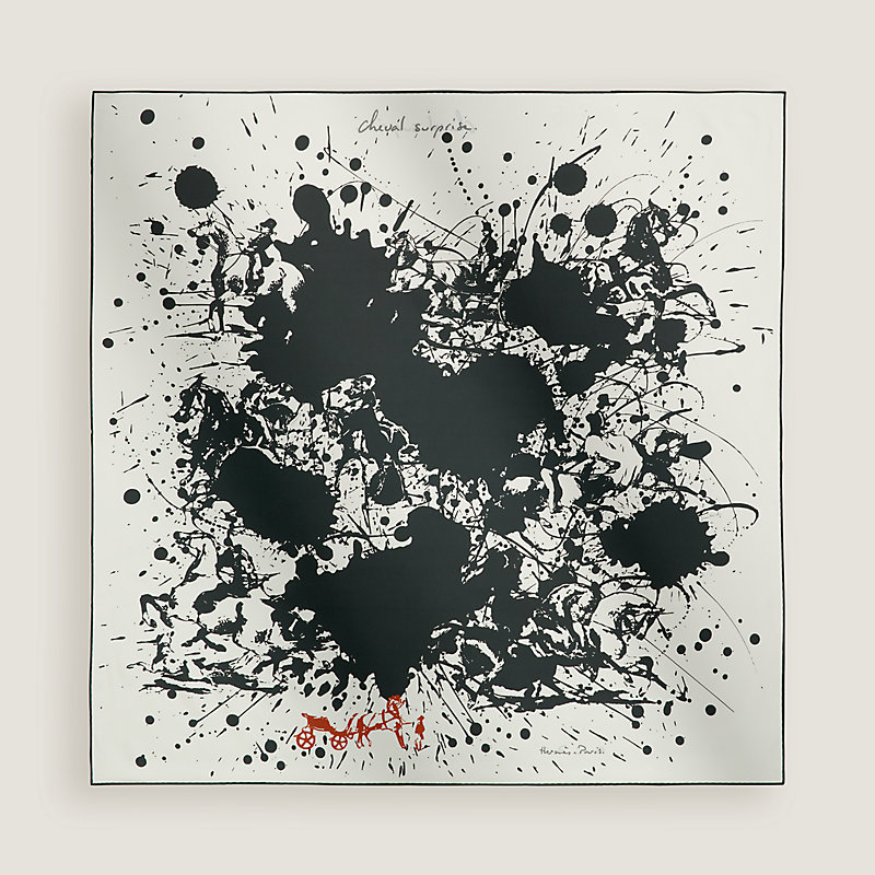 “泼墨骏马”90双面方巾