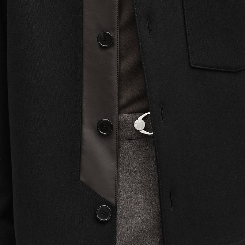 皮革细节外套式衬衫