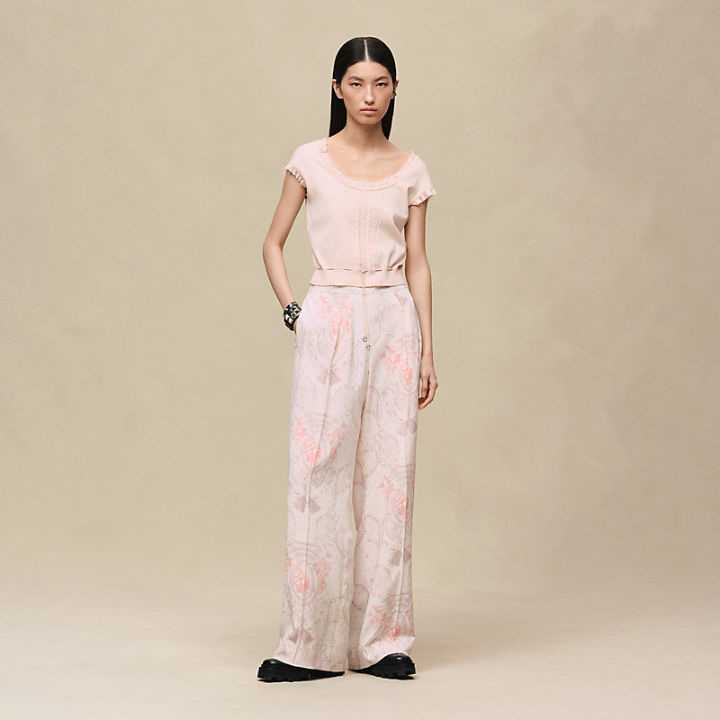 荷叶边细节短袖套头衫