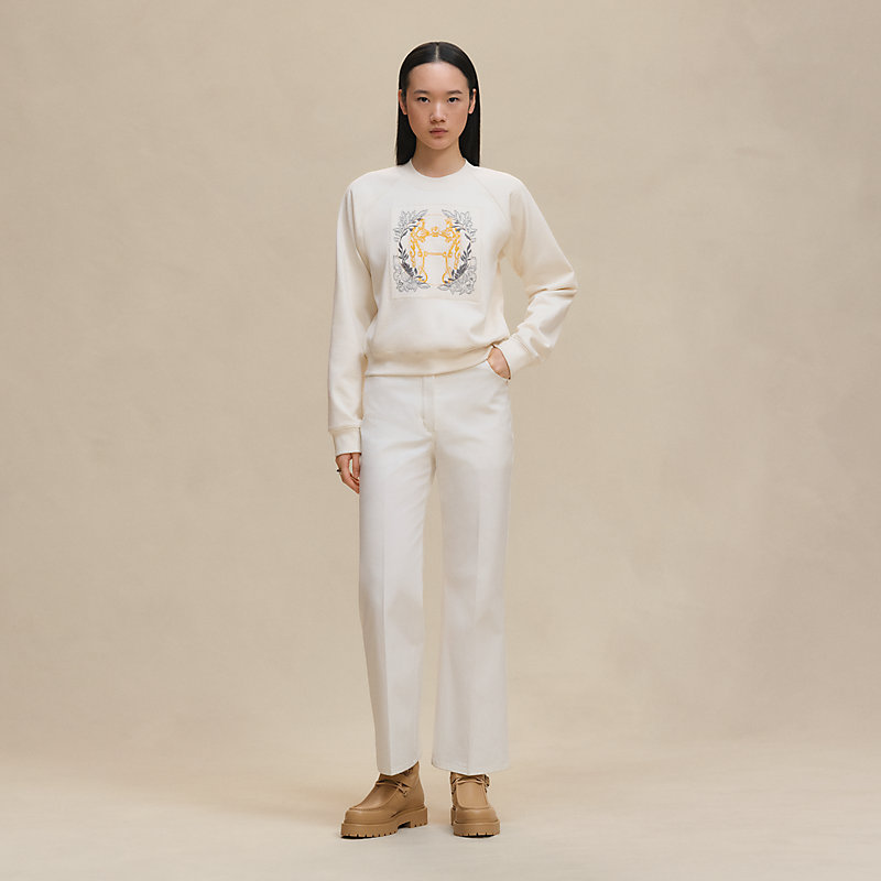 “骏马骑士”插肩袖刺绣运动衫